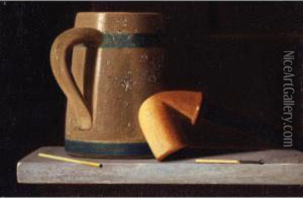 Still Life With Mug And Pipe Oil Painting - John Frederick Peto
