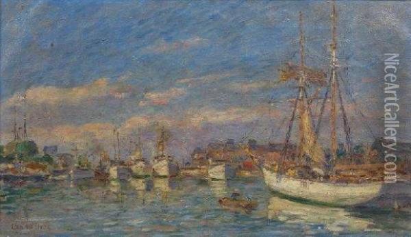 Deauville, Le Bassin Des Yachts Oil Painting - Leon Leclerc