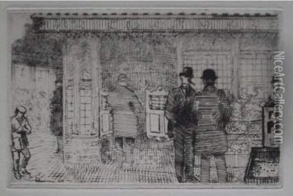 Porte De Bar New York (25e Rue) / Outside The Bar New York (25th St). 1910-1928 Oil Painting - Jean Emile Laboureur