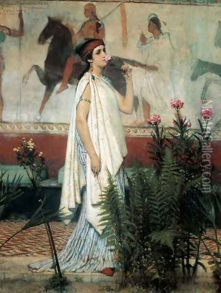 A Greek Woman Oil Painting - Sir Lawrence Alma-Tadema