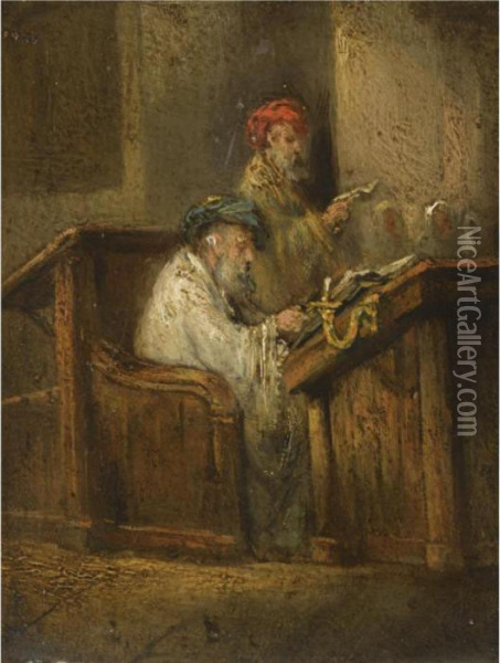 Synagogue Interior Oil Painting - Johannes Bosboom