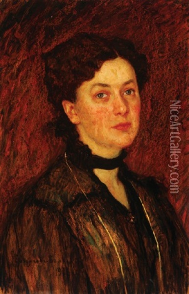Portrait Of A Woman Oil Painting - Nikolai Petrovich Bogdanov-Bel'sky