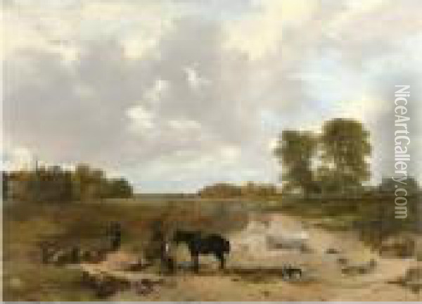 Hare Coursing, The Day's Bag Oil Painting - Frederick Richard Lee