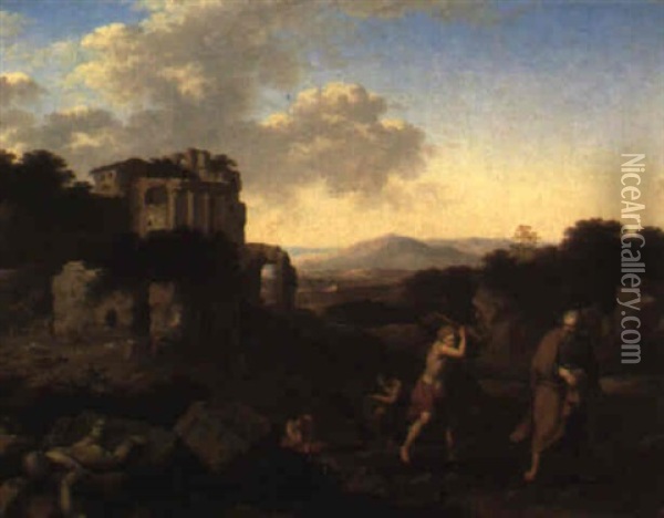 Abramo E Isacco Oil Painting - Cornelis Van Poelenburgh