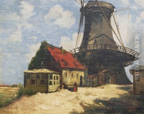 The Old Windmill Oil Painting - Otto Heinrich Engel
