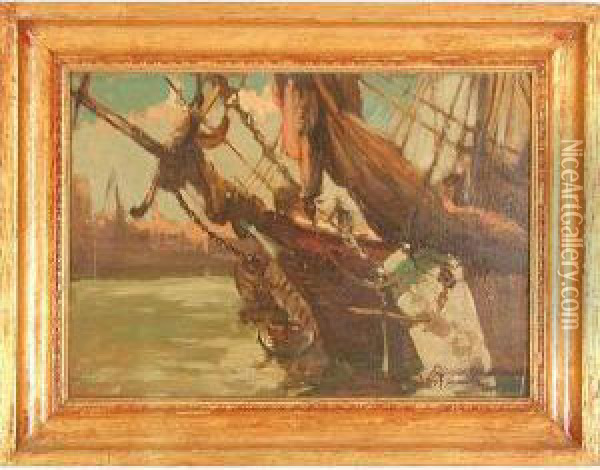 Ship Painting, Scandinavian Boat Oil Painting - Friedrich Ferdinand Schwartz