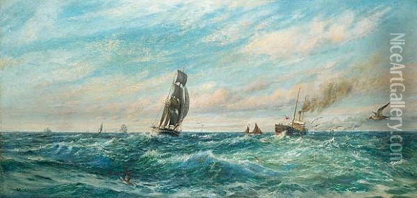 Sail And Steam On Converging Courses Oil Painting - George Cochrane Kerr