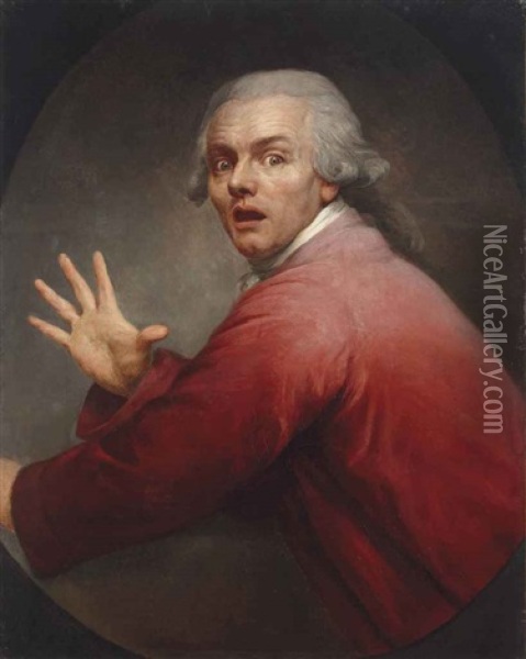 Autoportrait En Homme Surpris Et Terrorise Oil Painting - Joseph Ducreux
