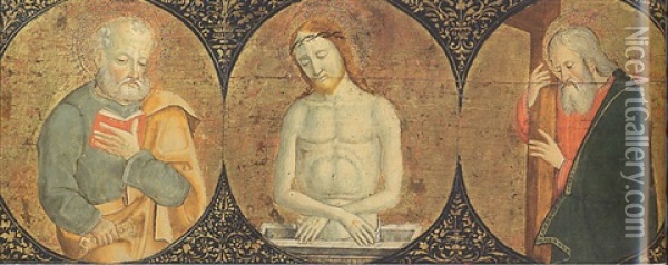 Cristo In Pieta Tra San Pietro E Sant'andrea Oil Painting - Antonio Marinoni