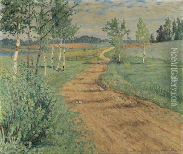 Country Path Oil Painting - Nikolai Petrovich Bogdanov-Bel'sky