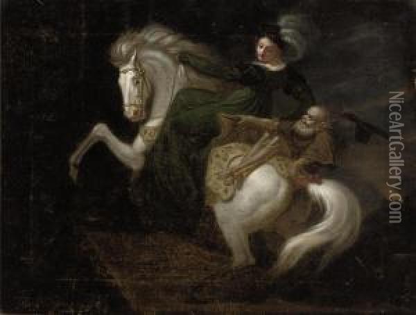 A Lady On Horseback Oil Painting - Robert Thomas Stothard
