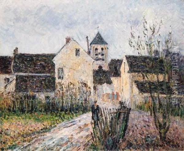 Entre Du Village D'osny Prs De Pontoise (entrance Of The Village Ofosny Near Pontoise) Oil Painting - Gustave Loiseau
