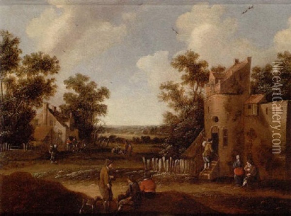 Niederlandisches Bauerdorf Oil Painting - Cornelis Droochsloot