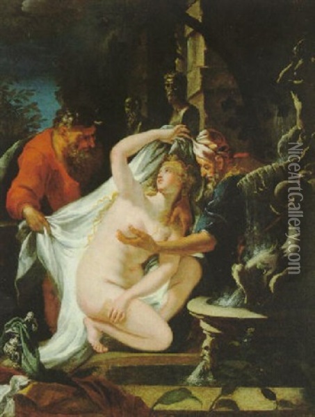 Susanna Ed I Vecchioni Oil Painting - Domenico Guarino