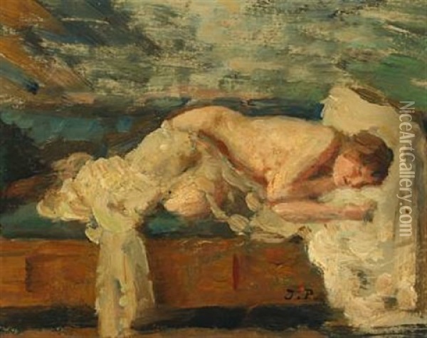 Sleeping Female Nude Oil Painting - Julius Paulsen