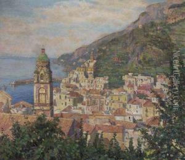 Veduta Di Amalfi Oil Painting - Leopoldo Galeota