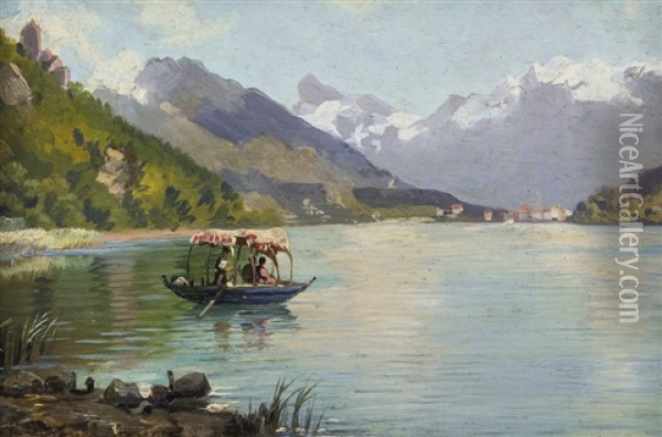 Da Bellaria Omegna, Lago D'orta Oil Painting - Giovanni Battista Ferrari