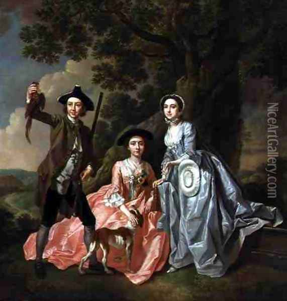 George Rogers with his Wife Margaret and his Sister Margaret Rogers Oil Painting - Francis Hayman