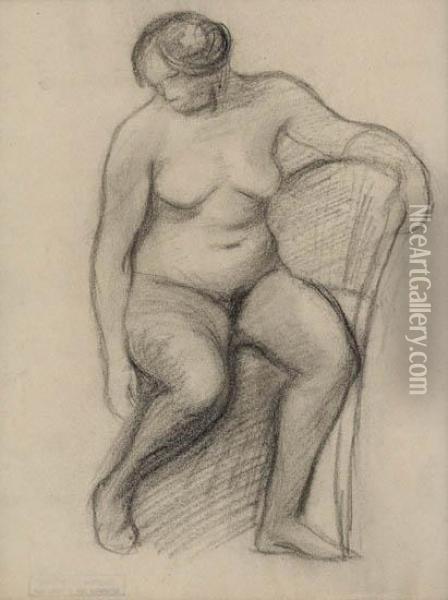 Femme Nue Assise Oil Painting - Eugene Carriere