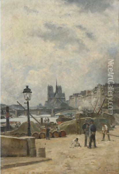 The Seine At Pont Sully And Le Quai Henri Iv Oil Painting - Stanislas Lepine