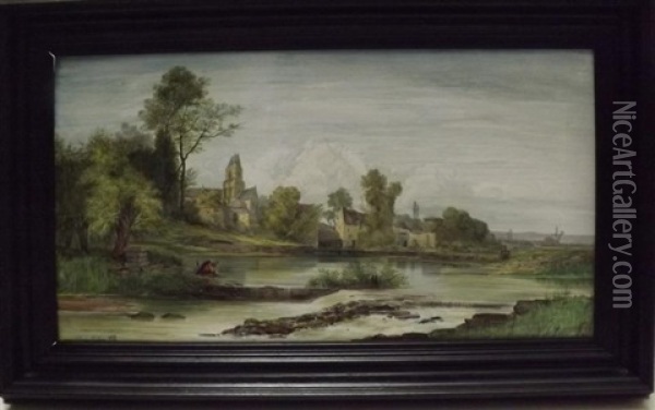 Vue De Crepon (calvados) Oil Painting - Gustave Joseph Noel