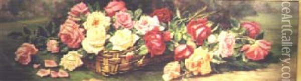 Basket Of Roses Oil Painting - Emily Selinger