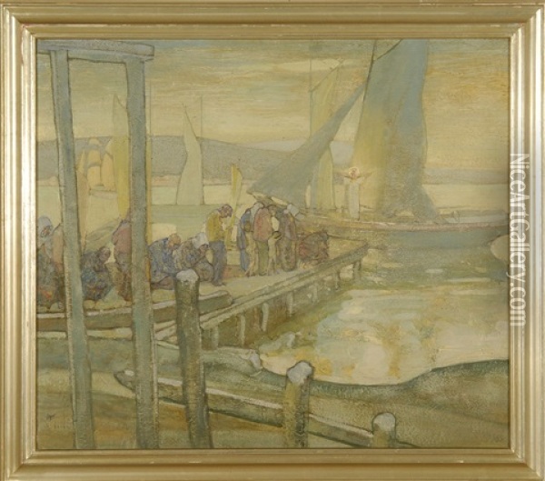 Dock Scene Oil Painting - Richard Edward Miller