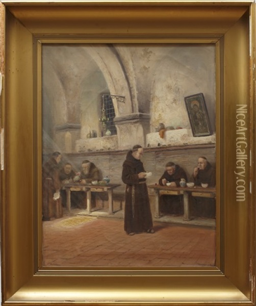 Munkar I Assisiklostret Oil Painting - Frans Wilhelm Odelmark