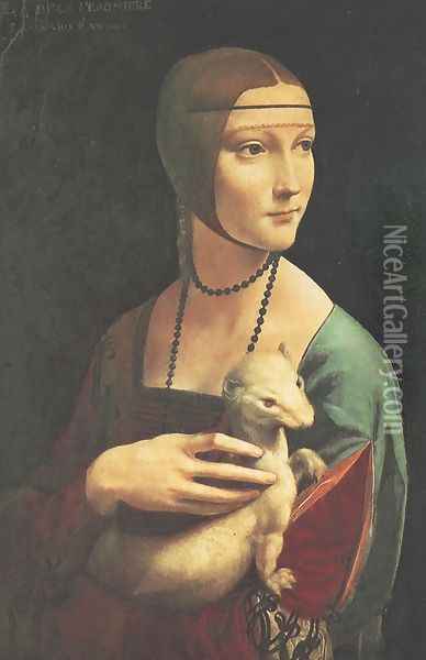 Portrait of Cecilia Gallerani (Lady with an Ermine) 1483-90 Oil Painting - Leonardo Da Vinci