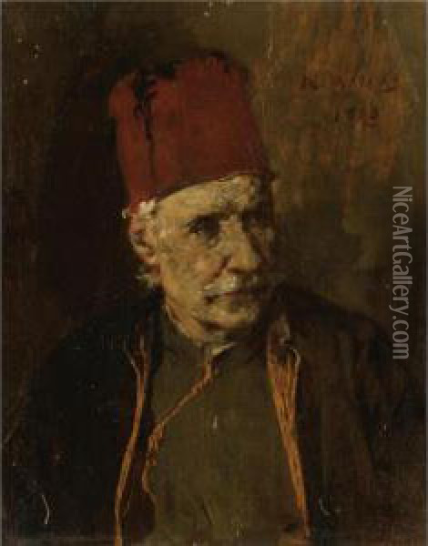 Portrait Of A Greek Man Oil Painting - Nikoforos Lytras