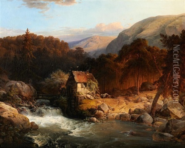 Alte Wassermuhle Im Gebirge Oil Painting - Carl Hilgers