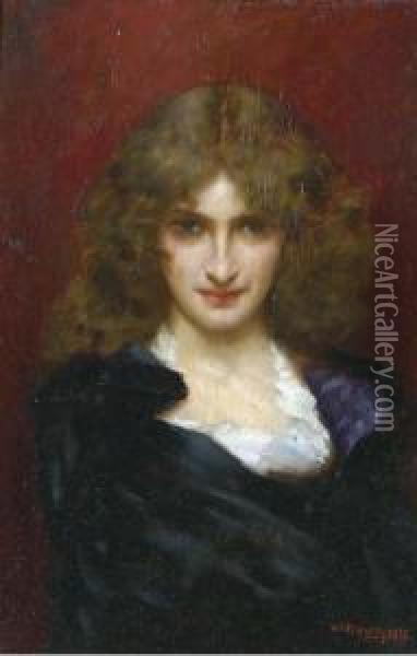 A Young Beauty Oil Painting - William A. Breakspeare