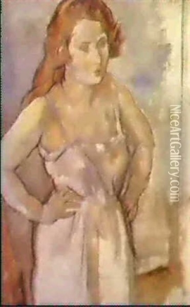 La Blonde Marcelle Oil Painting - Jules Pascin