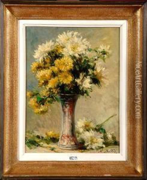 Vase De Fleurs Oil Painting - Hubert Bellis