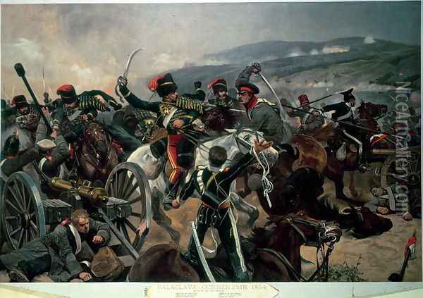 Battle of Balaclava, 25th October 1854, Relief of the Light Brigade Oil Painting - Richard Caton Woodville