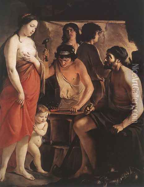 Venus at the Forge of Vulcan 1641 Oil Painting - Le Nain Brothers