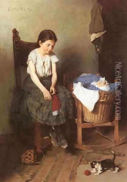 Die Grosse Schwester (The Older Sister) Oil Painting - Anton Laupheimer