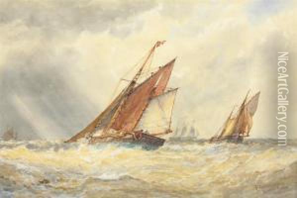 Ramsgate Trawlers Oil Painting - Frederick James Aldridge