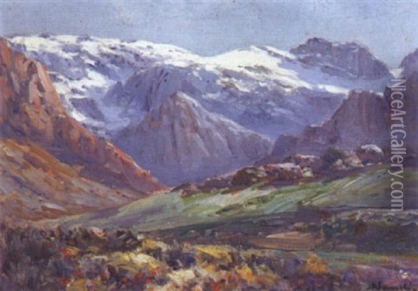 An Extensive Winter Landscape Oil Painting - Pieter Hugo Naude