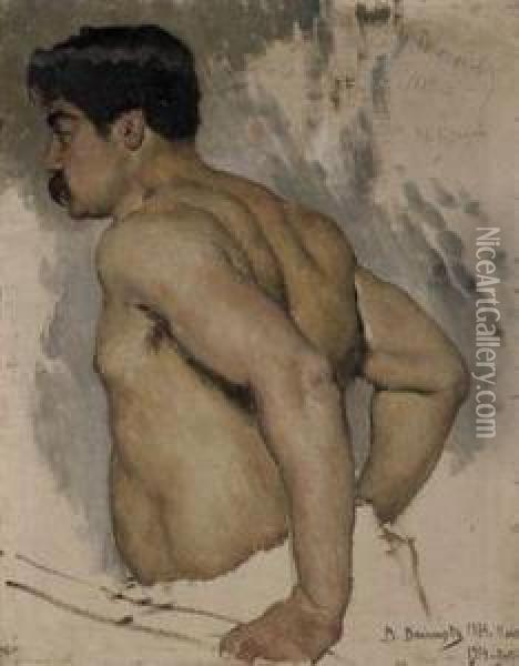 Portrait Of The Artist Nikolai Kuznetsov (1850-1929) Oil Painting - Viktor Vasnetsov
