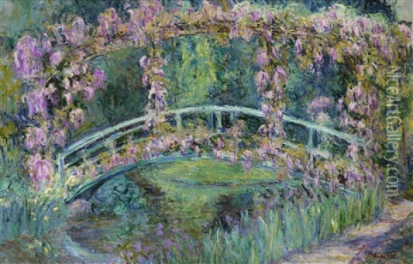 Le Pont Japonais, Jardin De Claude Monet Oil Painting - Blanche Hoschede-Monet