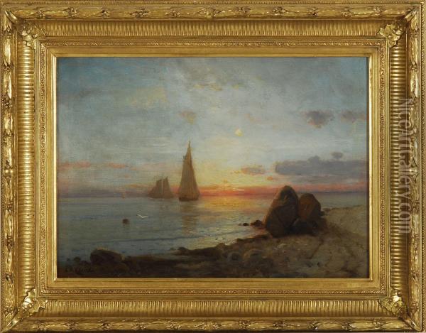 Luminous Coastal Scene Oil Painting - Lemuel D. Eldred