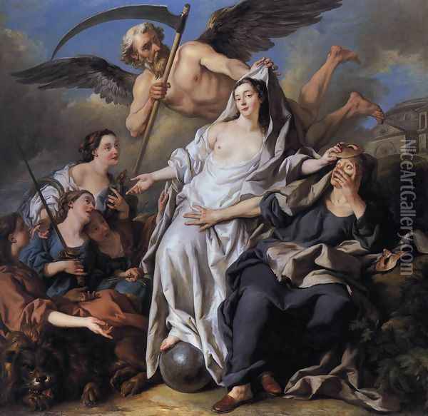 An Allegory of Time Unveiling Truth 1733 Oil Painting - Jean Francois de Troy
