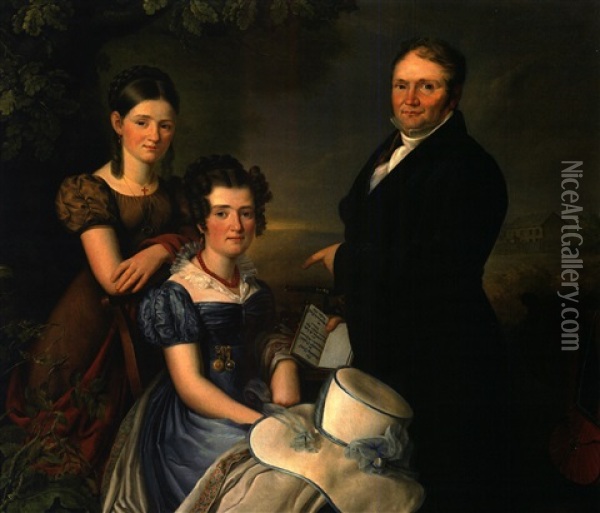 Portrait De Aachener Familie Vonderbank Oil Painting - Carl Adolf Mende