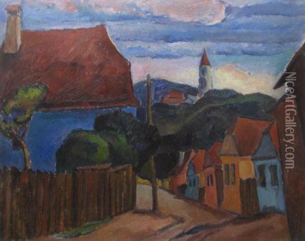 Case Din Sighisoara Oil Painting - Petre Iorgulescu Yor