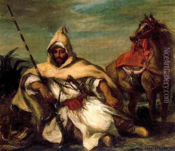A Moroccan from the Sultan's Guard Oil Painting - Eugene Delacroix