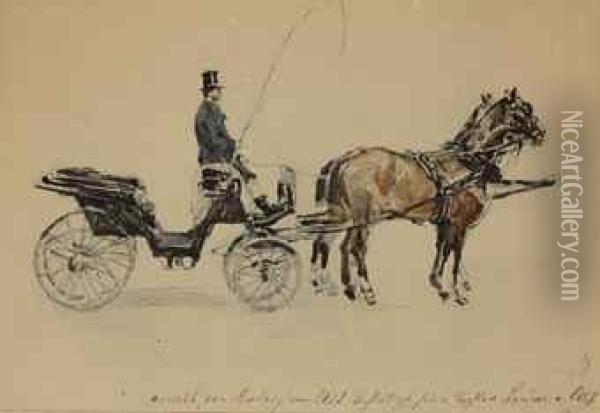 A Horse-drawn Carriage Oil Painting - Rudolf Ritter von Alt