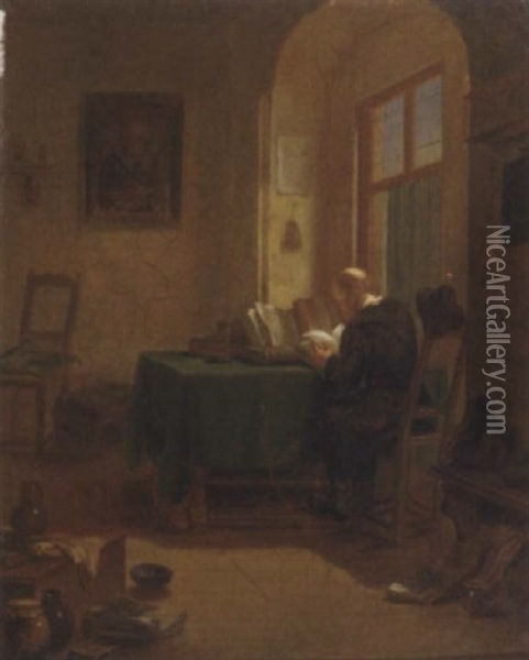 Scholarly Activities Oil Painting - Hubertus van Hove