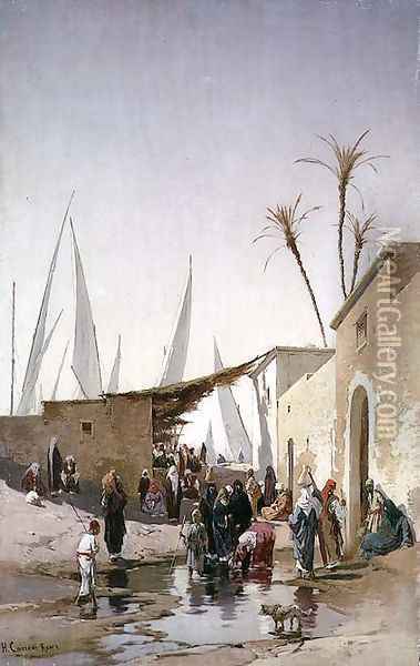 A Village by the Nile Oil Painting - Hermann David Solomon Corrodi