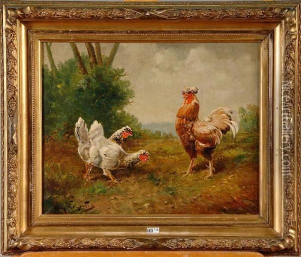 Coq Et Poules Oil Painting - Henry Schouten